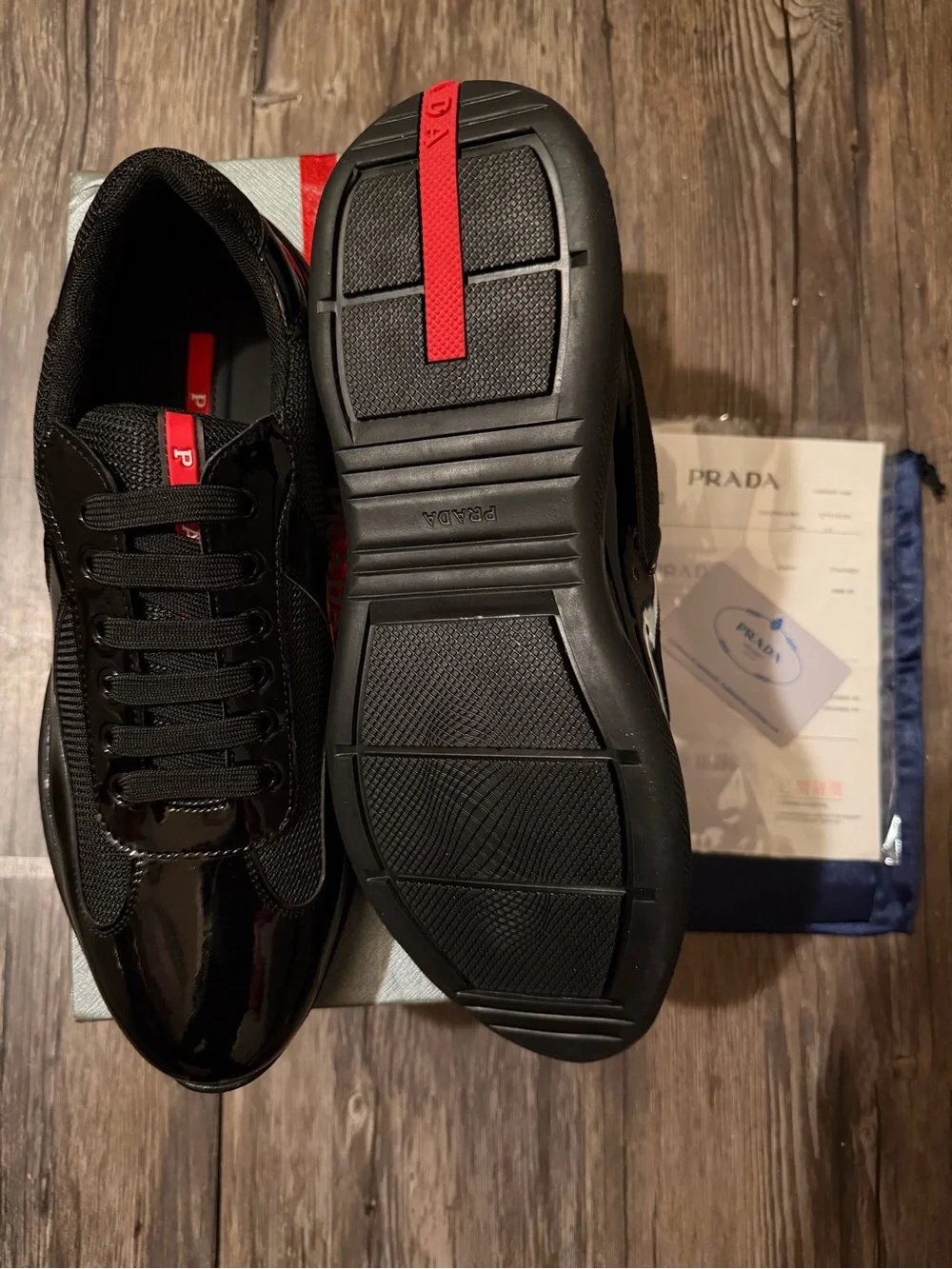 Prada Black Patent & Mesh Men's Sneakers Eur 45 (Men’s 11)